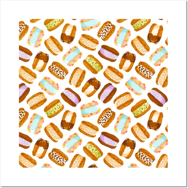 Different ice cream cookies pattern Wall Art by Stolenpencil